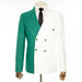 White and Green Split-Color 2-Piece Tailored-Fit Wool Suit