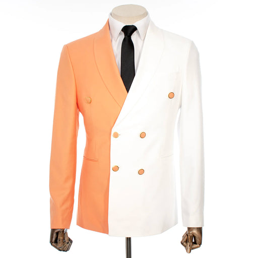 White and Peach Split-Color 2-Piece Tailored-Fit Wool Suit