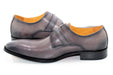 Men's Gray Leather Single Monk Strap Dress Shoe
