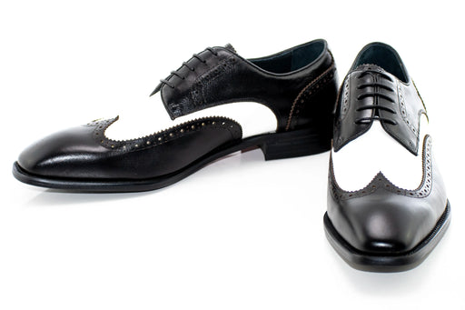 Men's Black And White Wingtip Derby Dress Shoe