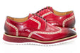 Burgundy Brogue Leather Lace-Up Derby