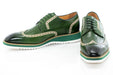 Olive Brogue Leather Lace-Up Derby