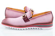 Pink Canvas with Leather Trim Snaffle-Bit Loafer