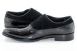 Black Suede and Leather Brogue Monk Strap Loafer