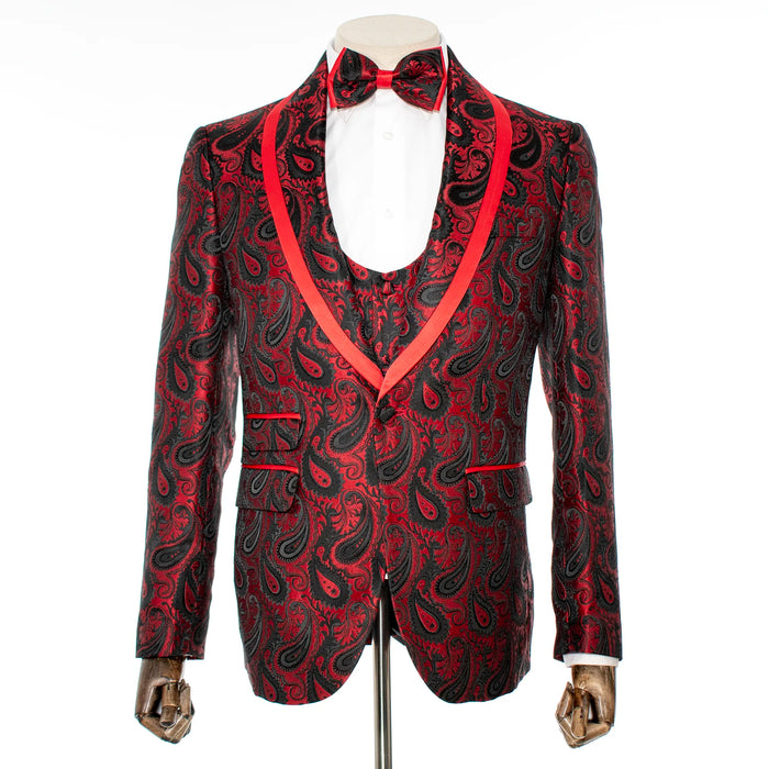 Red Paisley 3-Piece Tailored-Fit Tuxedo