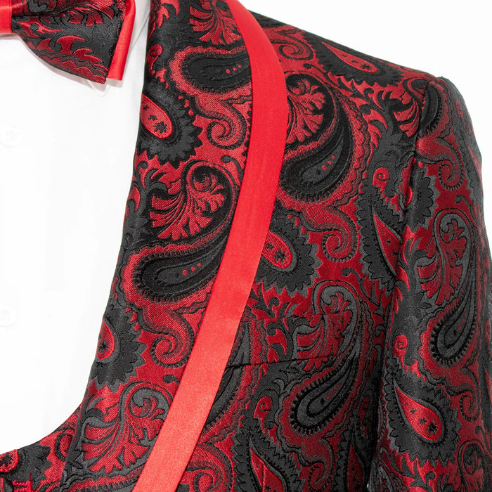 Red Paisley 3-Piece Tailored-Fit Tuxedo