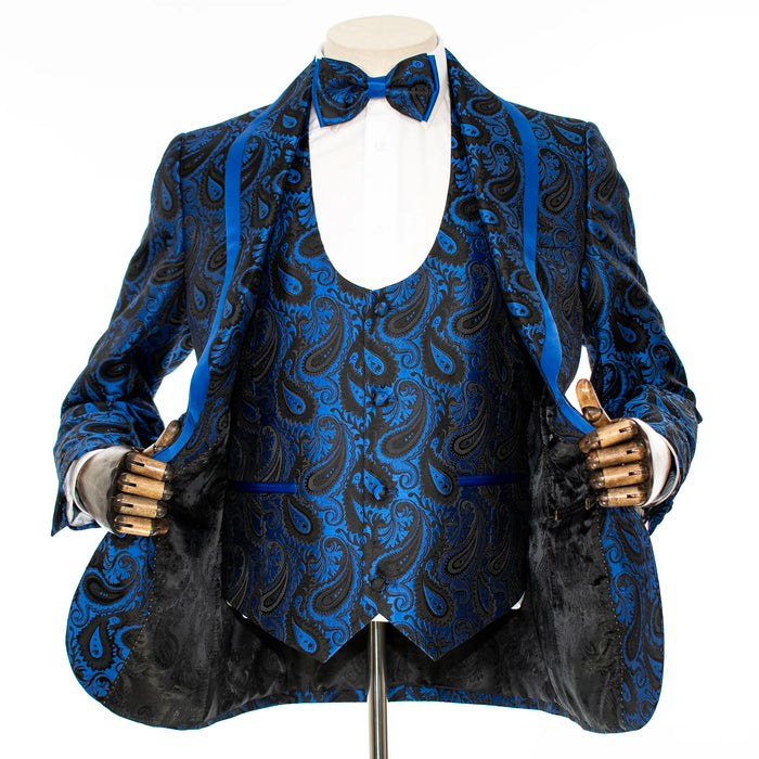 Royal Blue Paisley 3-Piece Tailored-Fit Tuxedo