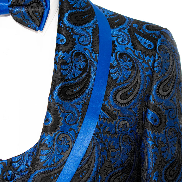 Royal Blue Paisley 3-Piece Tailored-Fit Tuxedo