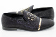 Black Glitter Smoking Loafer With Gold Studs and Snaffle