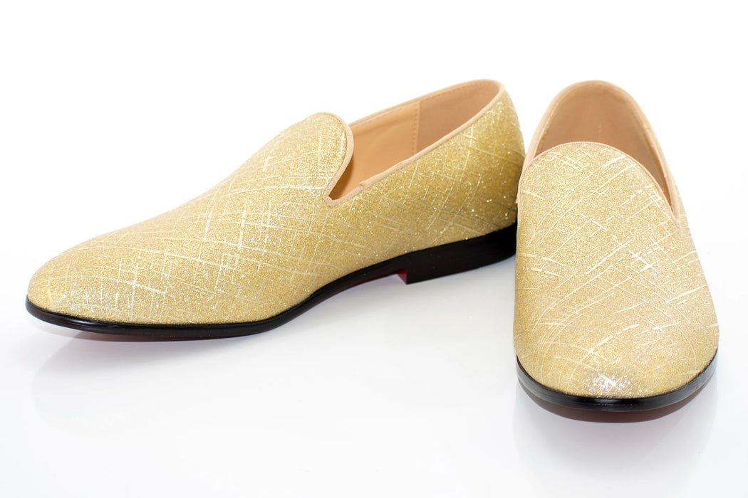 Gold Crosshatch Textured Dress Loafer