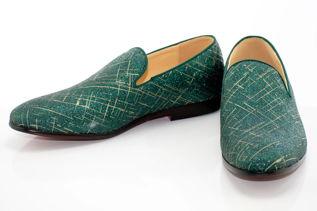 Green Crosshatch Textured Dress Loafer