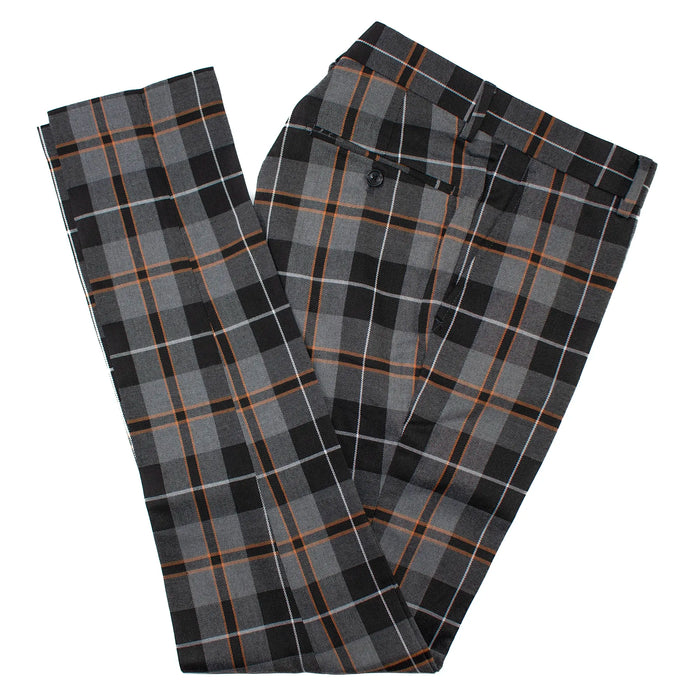 Charcoal Plaid Slim-Fit Dress Pants