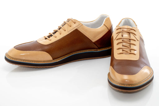 Men's Brown And Tan Leather Modern Dress Sneaker