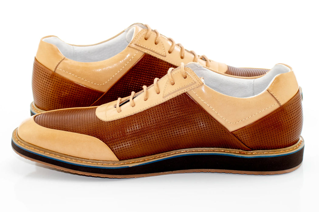 Men's Brown And Tan Leather Modern Dress Sneaker