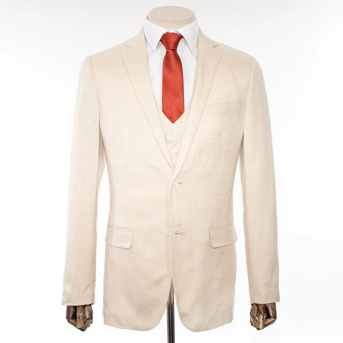 Natural Linen 3-Piece Tailored-Fit Suit