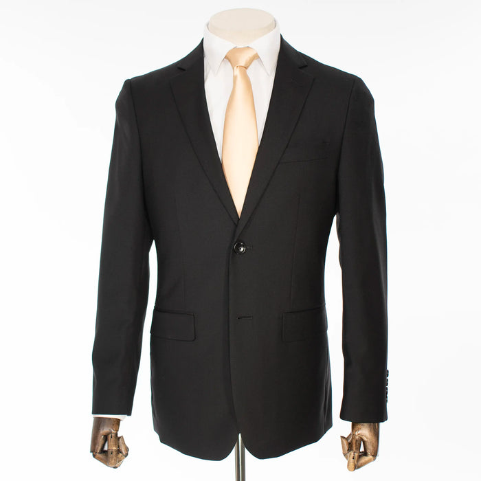 Black Wool 2-Piece Tailored-Fit Suit