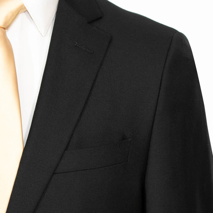 Black Wool 2-Piece Tailored-Fit Suit