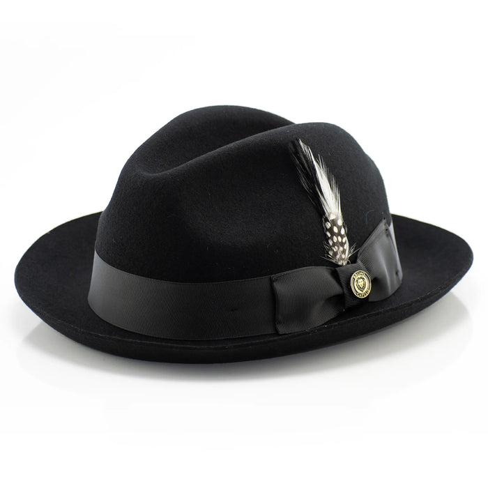 Black Wool Semi Crushable Fedora