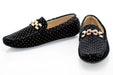 Black Gold Beaded Velvet Driver Loafer