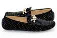 Black Gold Beaded Velvet Driver Loafer