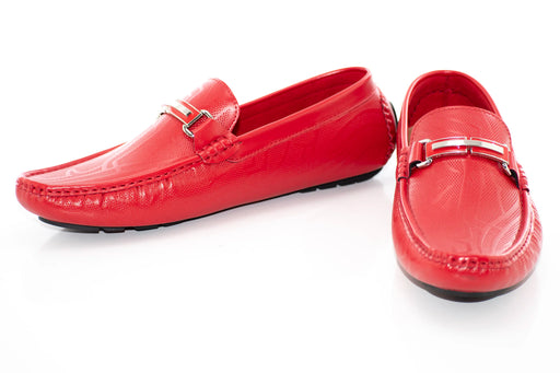 Red Tribal Textured Bit Driver Loafer