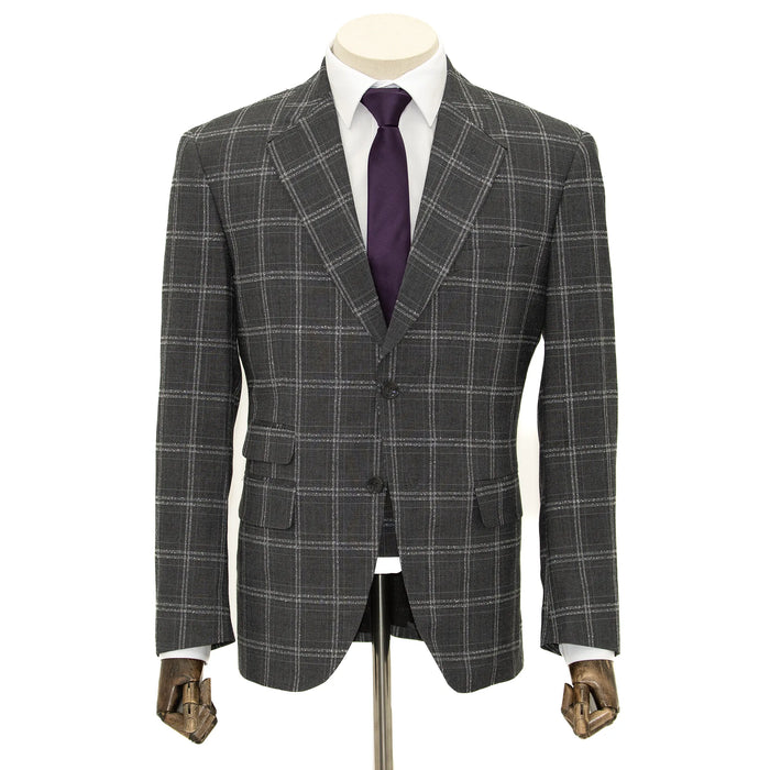 Charcoal Double-Windowpane 3-Piece Tailored-Fit Suit