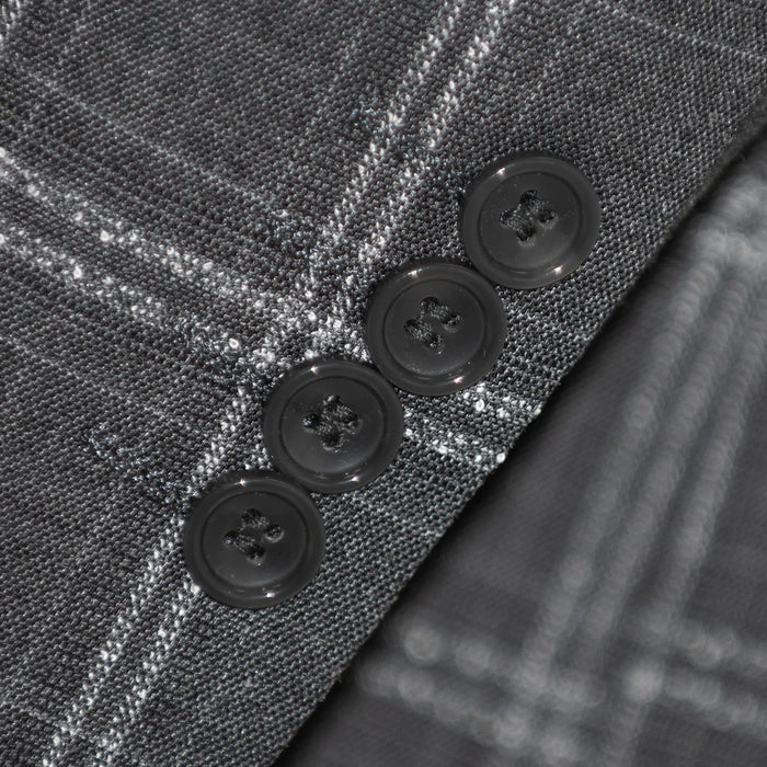 Charcoal Double-Windowpane 3-Piece Tailored-Fit Suit