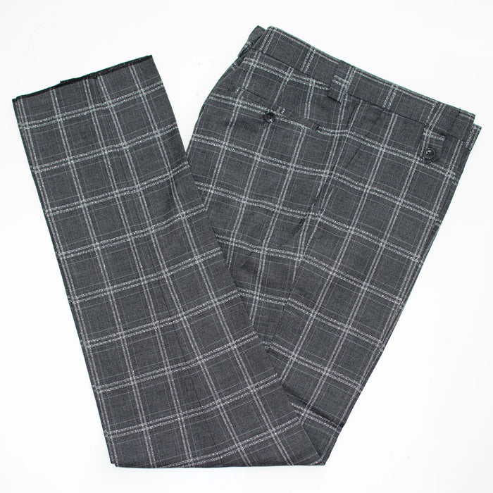 Charcoal Double-Windowpane 3-Piece Tailored-Fit Suit