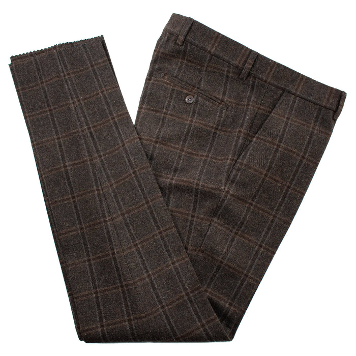 Dark Brown Plaid 3-Piece Modern-Fit Suit