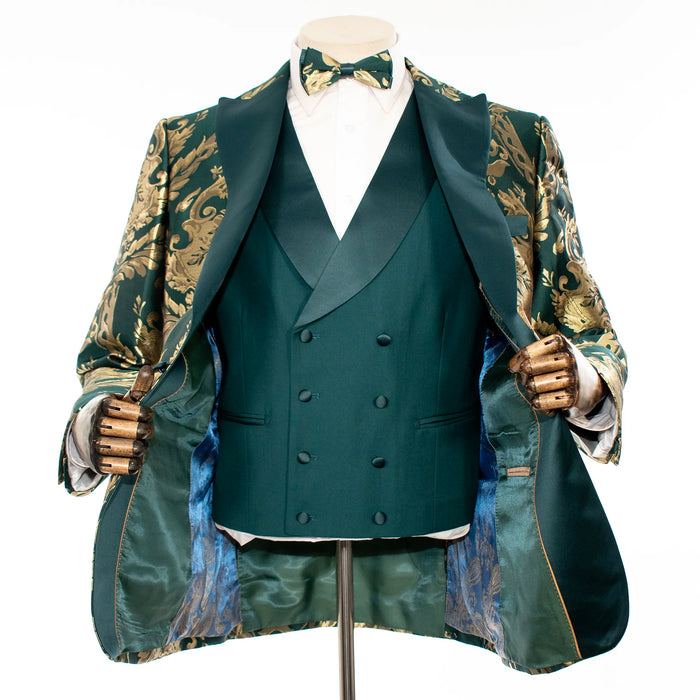 Emerald with Woven Gold Filigree 3-Piece Slim-Fit Tuxedo