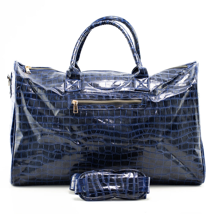 Blue Leather Travel Bag