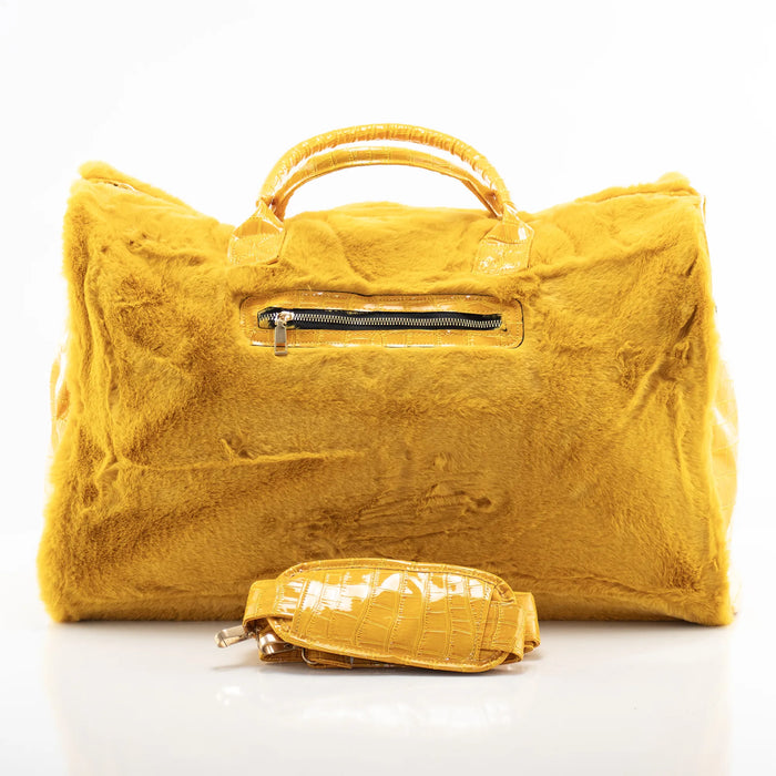 Gold Leather and Fur Travel Bag