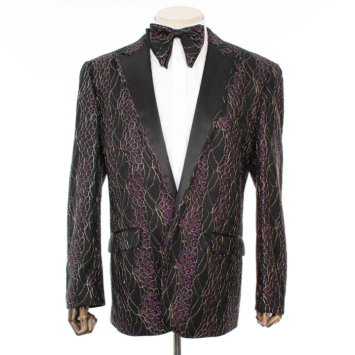 Purple and Gold Floral Modern-Fit Jacket