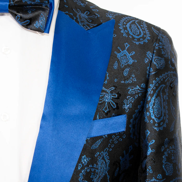 Royal Blue Paisley Slim-Fit Tuxedo Jacket