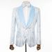Sky Blue Marbled Slim-Fit Tuxedo Jacket