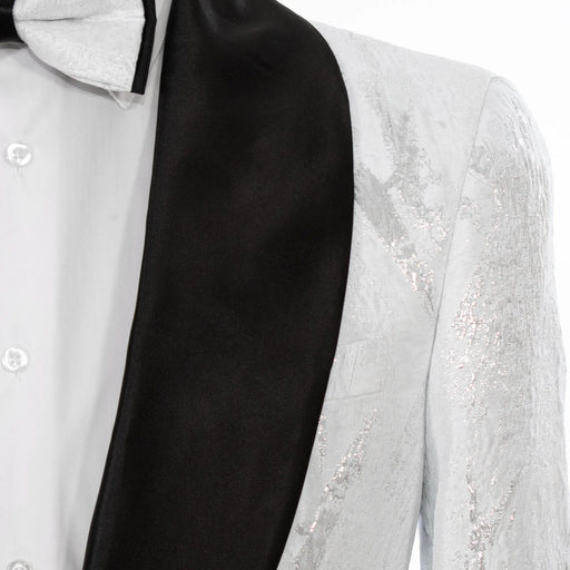 White Marbled Slim-Fit Tuxedo Jacket