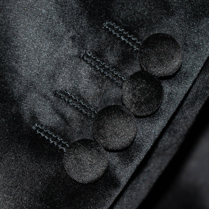 Black Velvet with Royal Blue Rhinestones Tailored-Fit Tuxedo Jacket