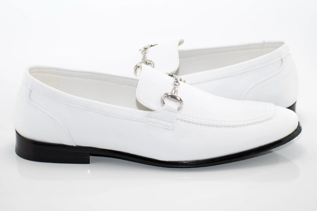 White Slip-On Loafer with Snaffle Bit
