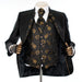 Men's Black Floral Western-Style 3-Piece Tailored-Fit Tuxedo