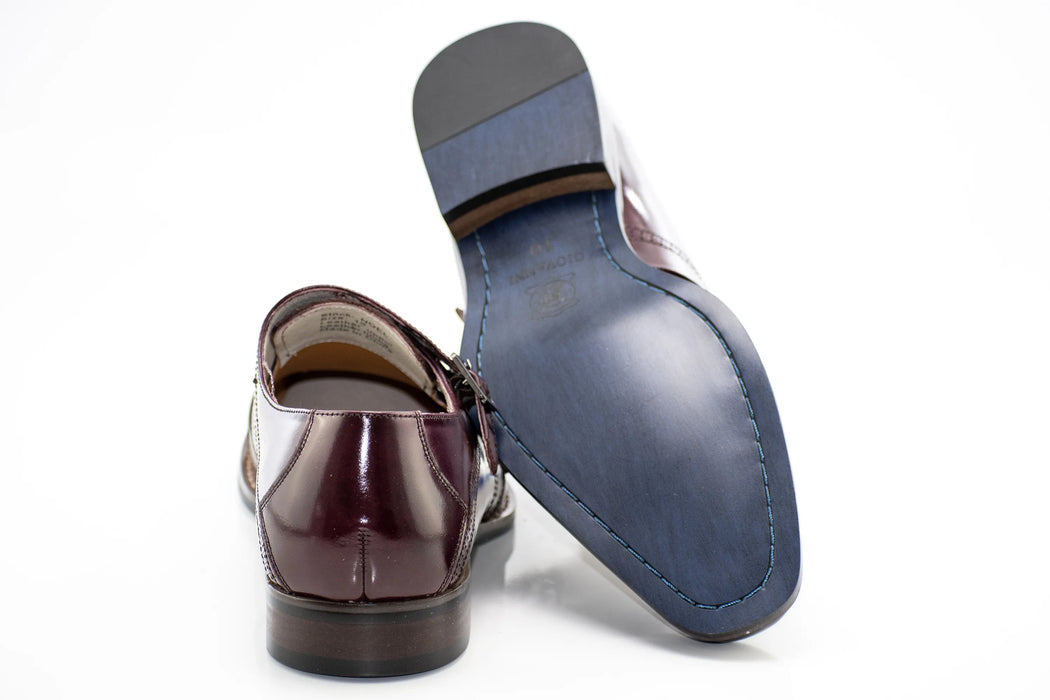 Burgundy Leather Double Monk Strap Cap-Toe