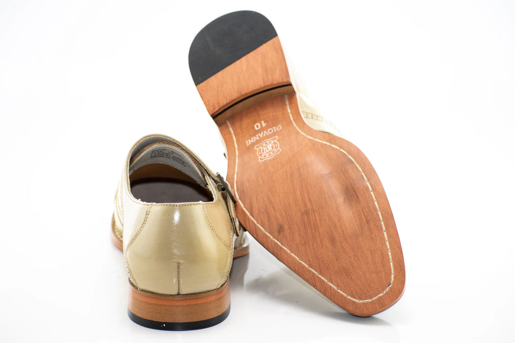 Natural Leather Double Monk Strap Cap-Toe