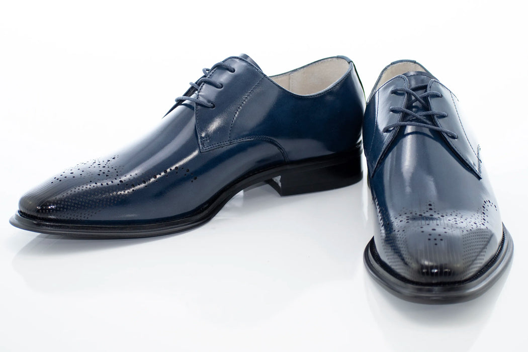 Blue Wingtip Derby Lace-Up