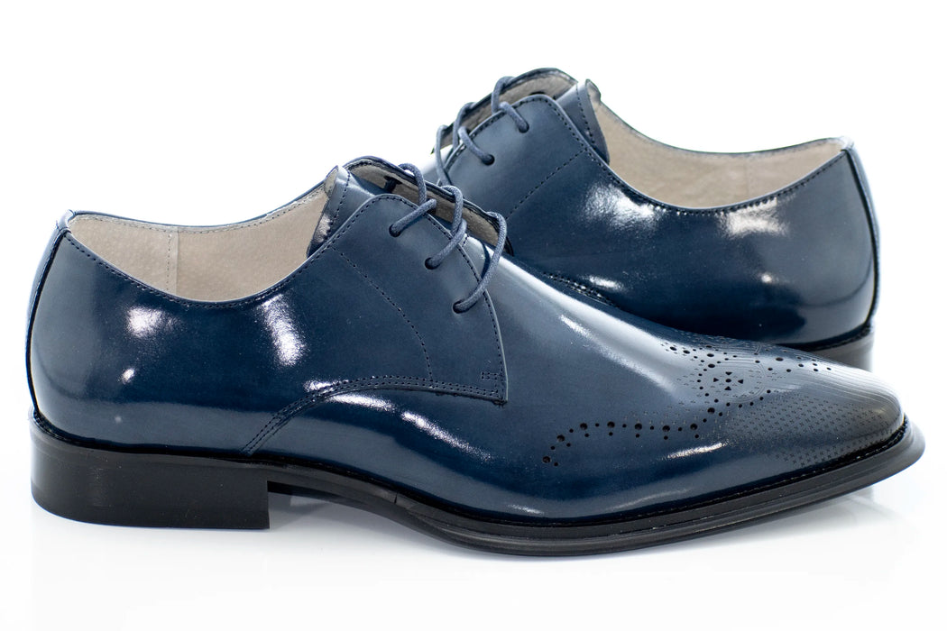 Blue Wingtip Derby Lace-Up