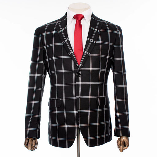 Jet Black Plaid 3-Piece Tailored-Fit Suit