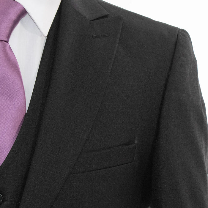 Men's Black 3-Piece Suit With Peak Lapels