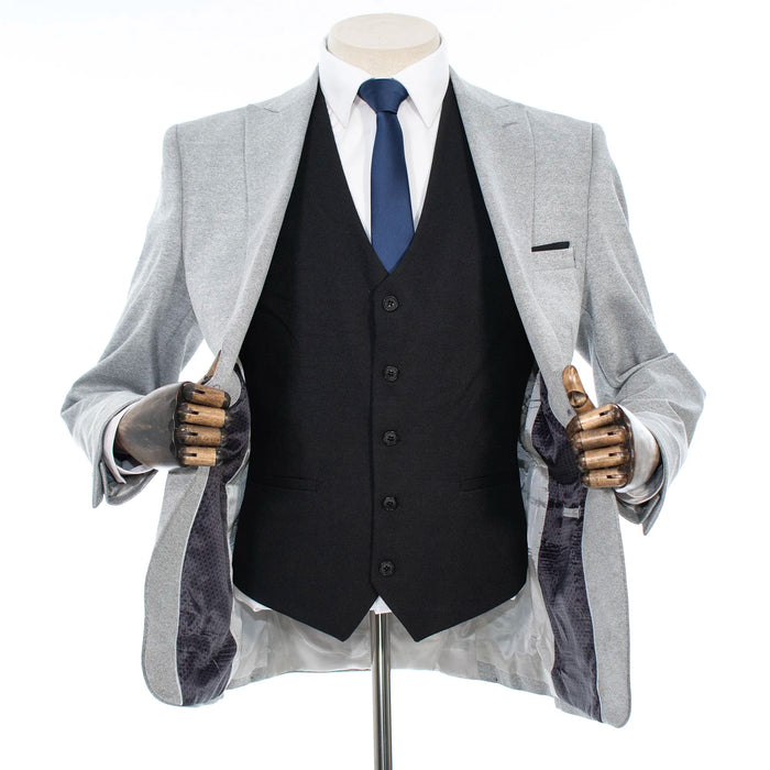 Pierce | Gray with Black Vest 3-Piece Slim-Fit Suit