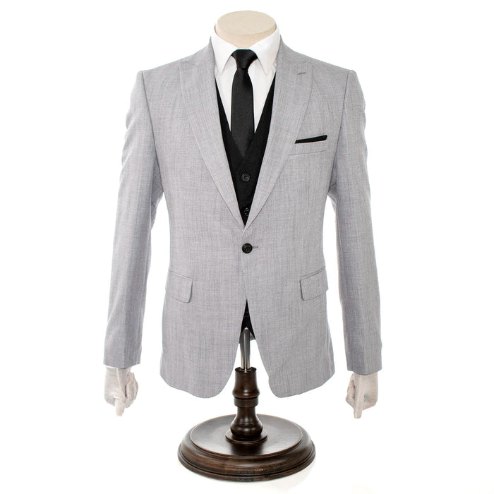 Pierce | Platinum With Black Vest 3-Piece Tailored-Fit Suit