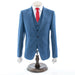 Men's Sapphire Blue 3-Piece Suit With Peak Lapels