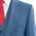 Men's Sapphire Blue 3-Piece Suit With Peak Lapels