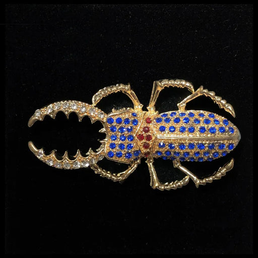 Rhinestone Encrusted Stag Beetle Lapel Pin